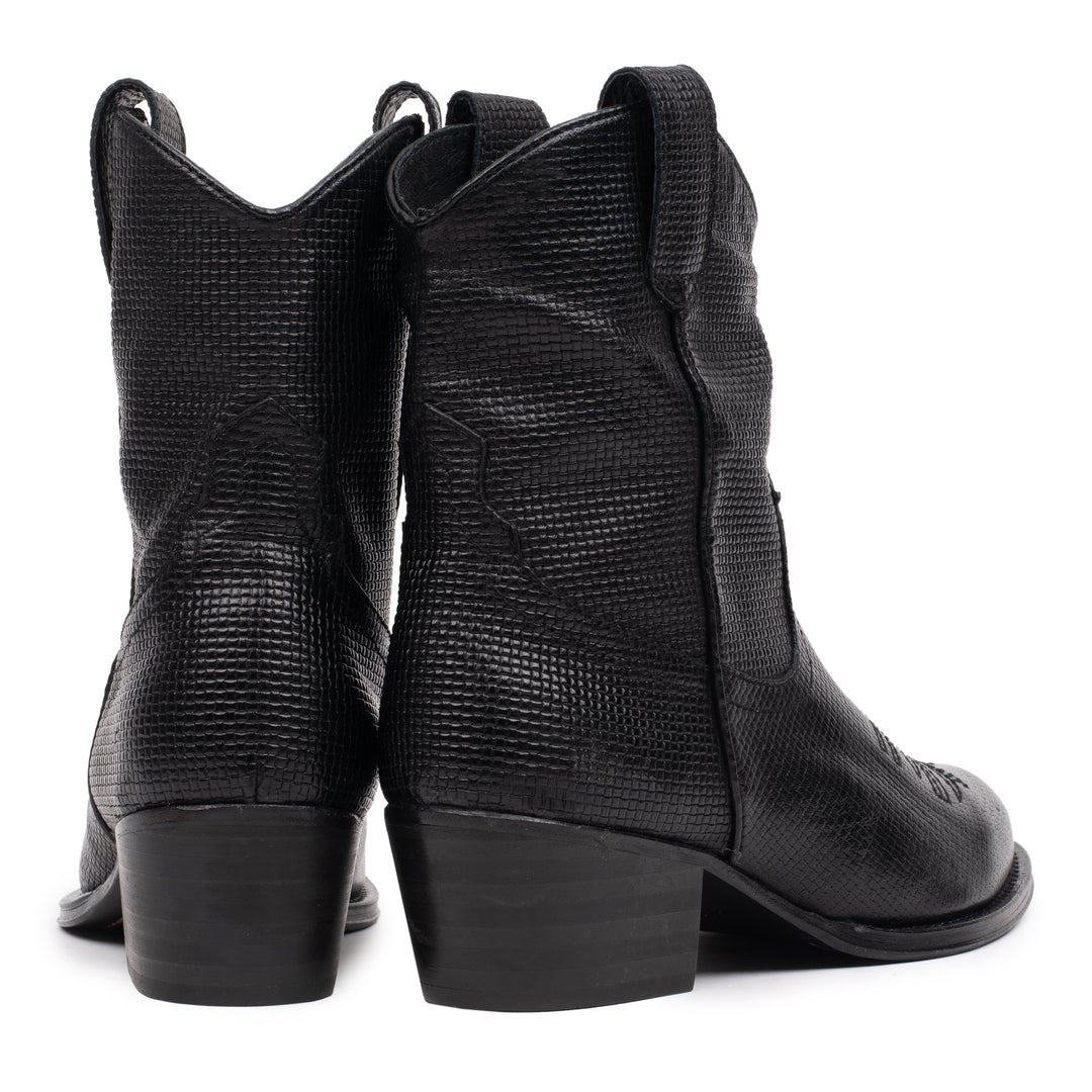 DULCE WESTERN SHORT fekete dombornyomott bőr sneaker