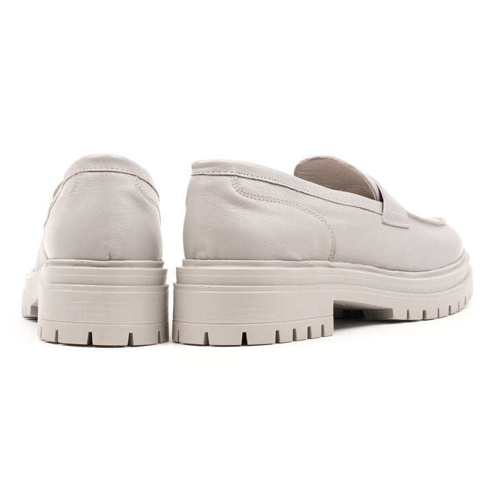 LEYTON LOAFER SADDLE világosszürke mart bőr