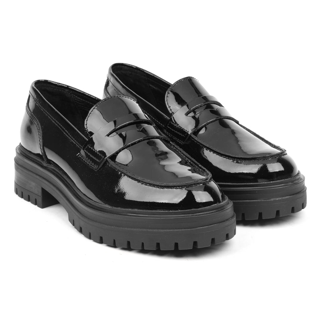 LEYTON LOAFER SADDLE fekete bőr Patent