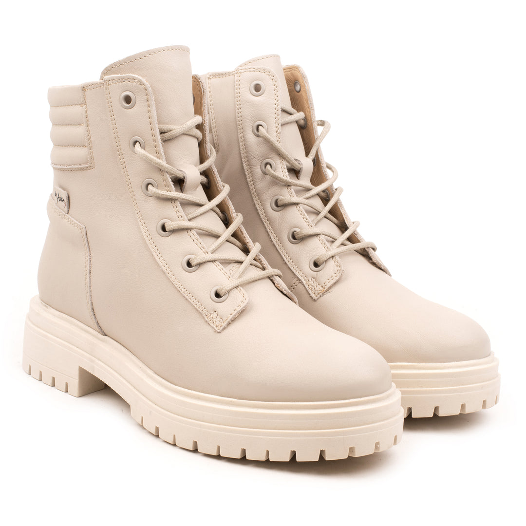 LEYTON LACE UP ANKLE BOOT bézs mart bőr csizma