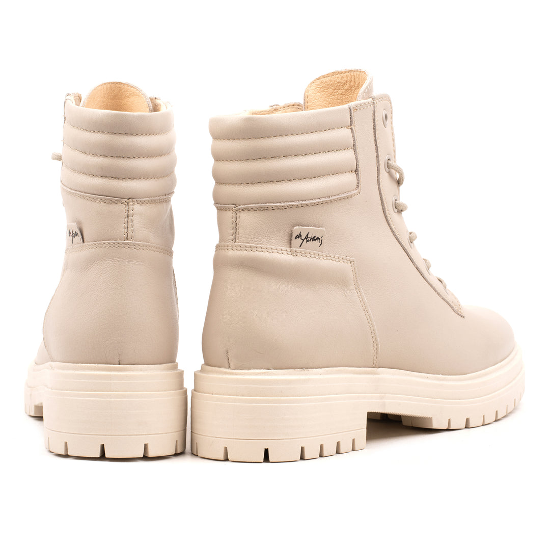 LEYTON LACE UP ANKLE BOOT bézs mart bőr csizma