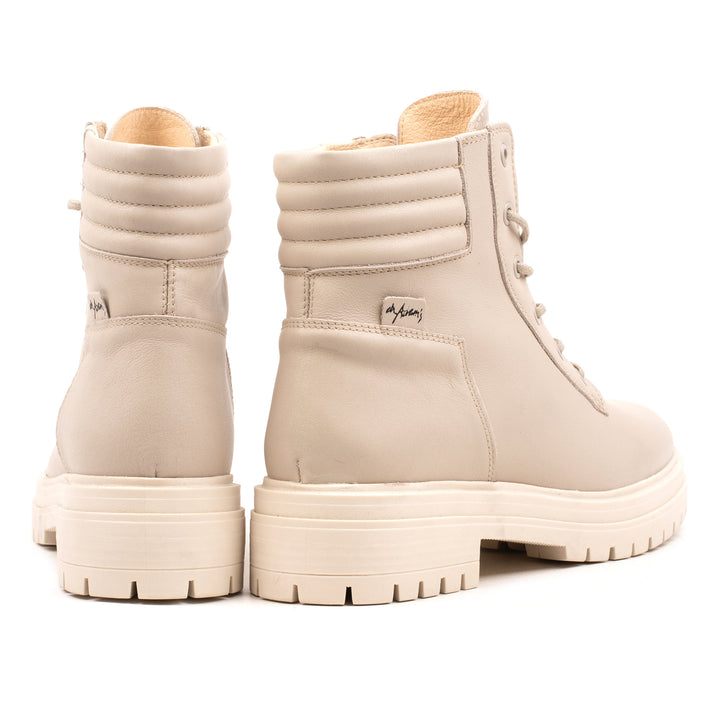 LEYTON LACE UP ANKLE BOOT bézs mart bőr csizma