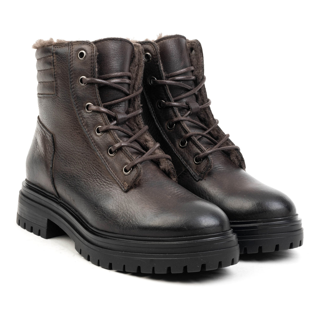 LEYTON LACE UP ANKLE BOOT barna bőr csizma