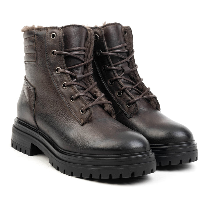 LEYTON LACE UP ANKLE BOOT barna bőr csizma