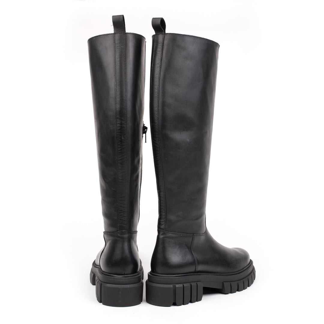 LORETA HIGH LEG fekete bőr sneaker