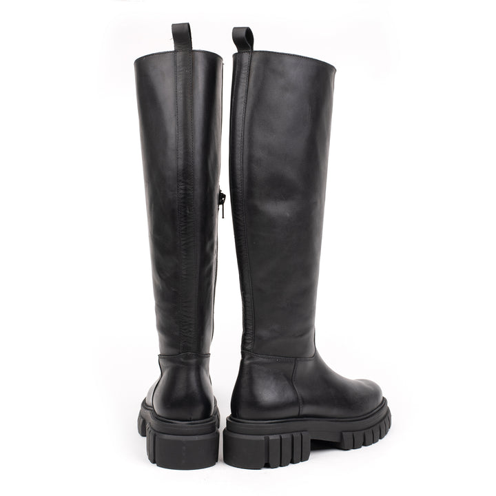 LORETA HIGH LEG fekete bőr sneaker