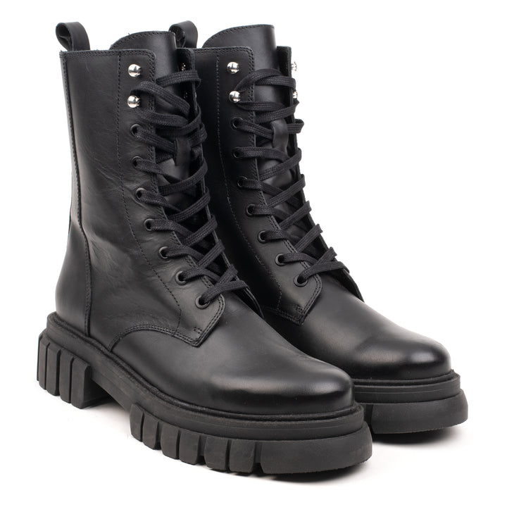 LORETA COMBAT MID fekete mart bőr sneaker