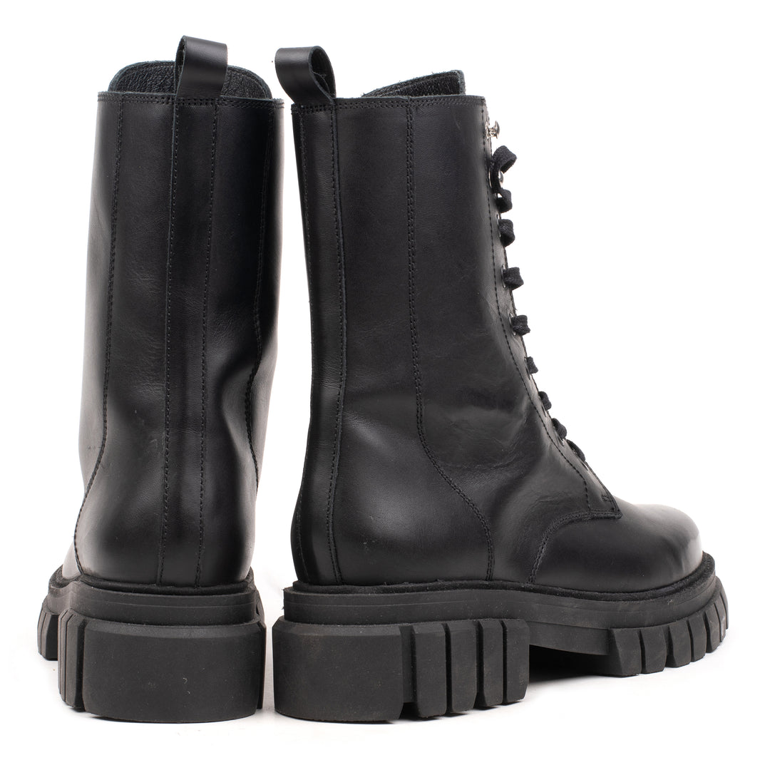 LORETA COMBAT MID fekete mart bőr sneaker