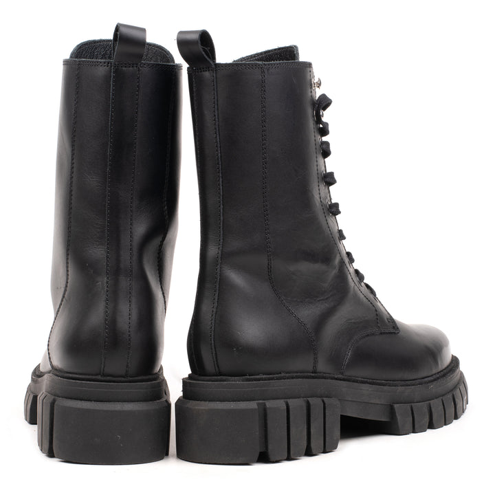 LORETA COMBAT MID fekete mart bőr sneaker