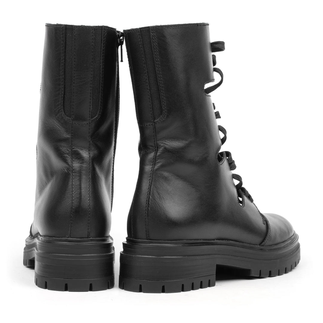 LEYTON CUT OUT COMBAT fekete bőr sneaker