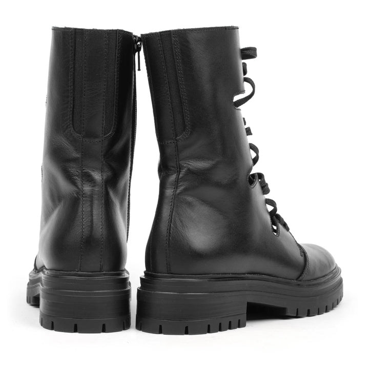 LEYTON CUT OUT COMBAT fekete bőr sneaker