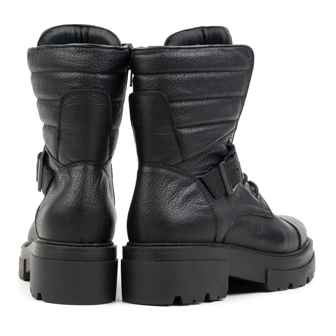 SHARI PADDED COMBAT fekete mart bőr sneaker