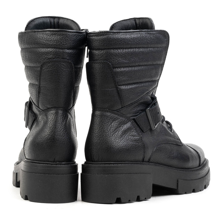 SHARI PADDED COMBAT fekete mart bőr sneaker