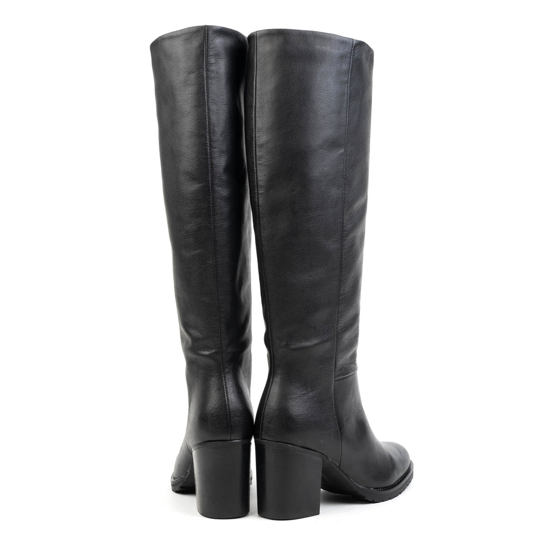 NEW BIANCA HIGH LEG fekete bőr sneaker