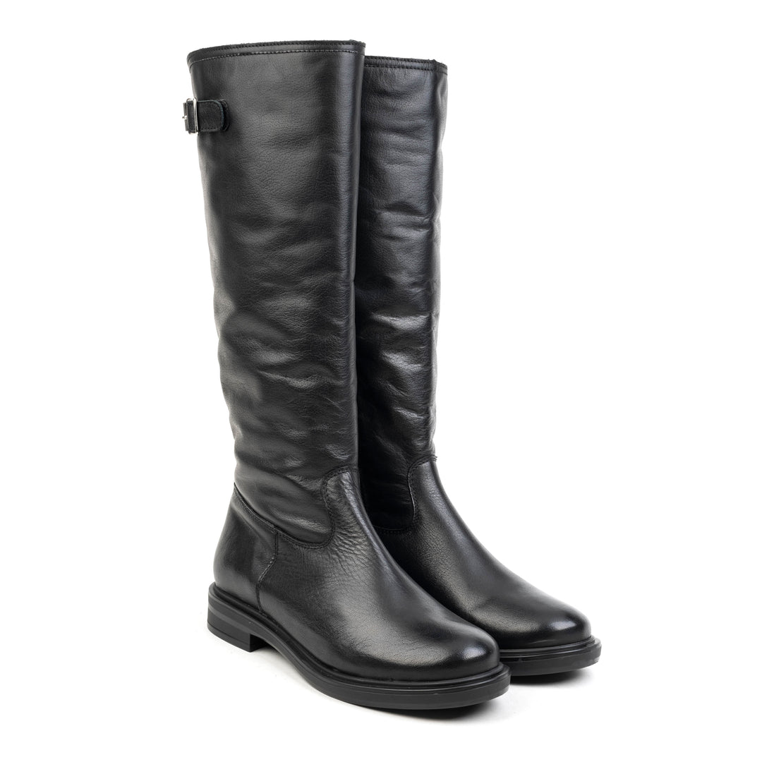 ZINA HIGH BOOT fekete bőr csizma