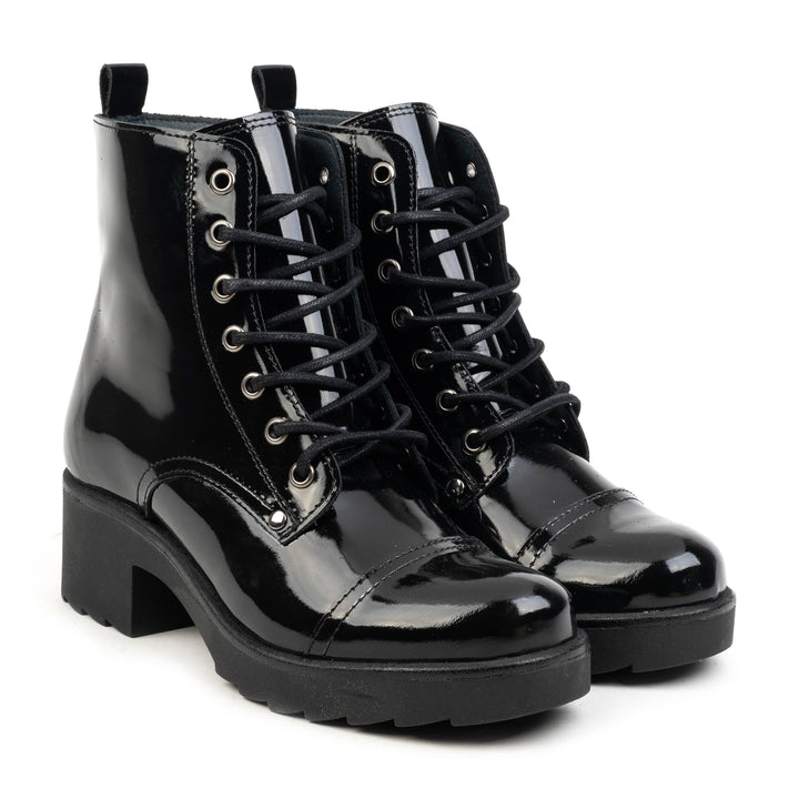 YALE ANKLE BOOT fekete bőr Patent csizma