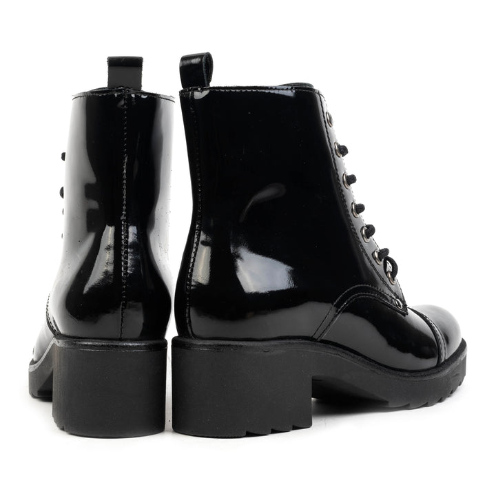 YALE ANKLE BOOT fekete bőr Patent csizma