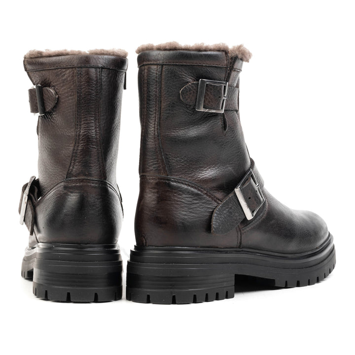 LEYTON BUCKLE BIKER BOOT barna bőr texturált