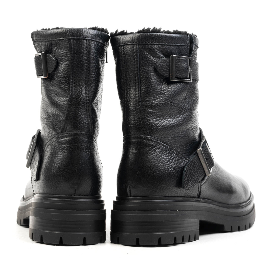 LEYTON BUCKLE BIKER BOOT Fekete Marhabőr Mart