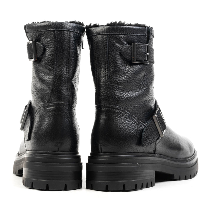 LEYTON BUCKLE BIKER BOOT Fekete Marhabőr Mart