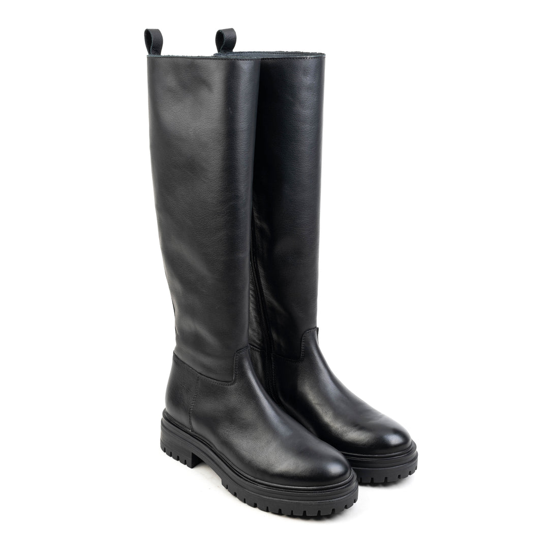 LEYTON HIGH LEG fekete bőr sneaker