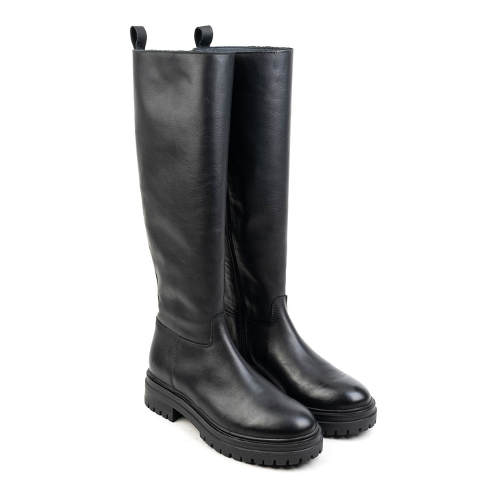 LEYTON HIGH LEG fekete bőr sneaker