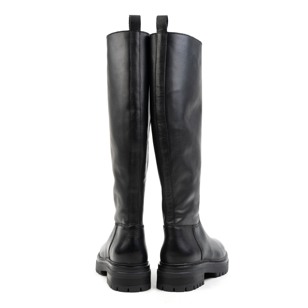 LEYTON HIGH LEG fekete bőr sneaker
