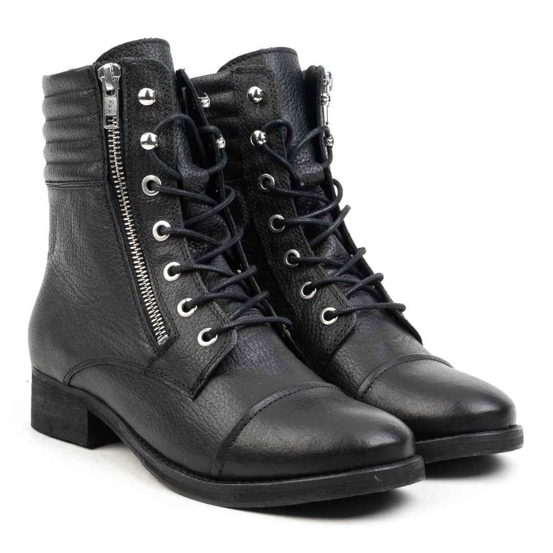 AVRIL LACE UP ZIPP fekete mart bőr sneaker