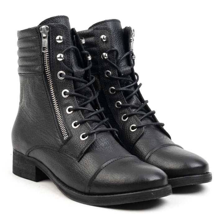 AVRIL LACE UP ZIPP fekete mart bőr sneaker