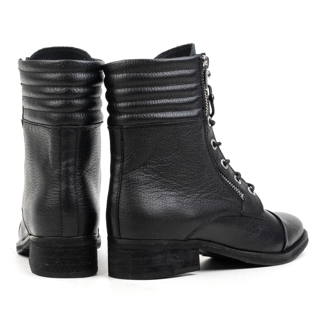AVRIL LACE UP ZIPP fekete mart bőr sneaker