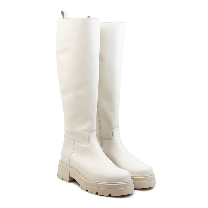 SHARI HIGH BOOT Off fehér bőr csizma
