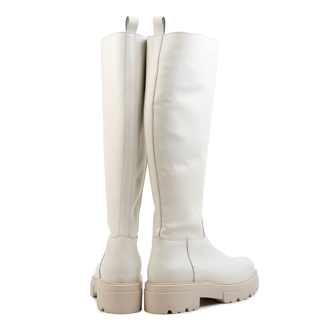 SHARI HIGH BOOT Off fehér bőr csizma