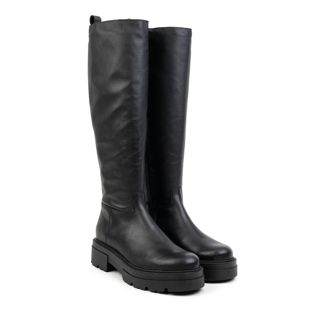 SHARI HIGH BOOT fekete bőr csizma
