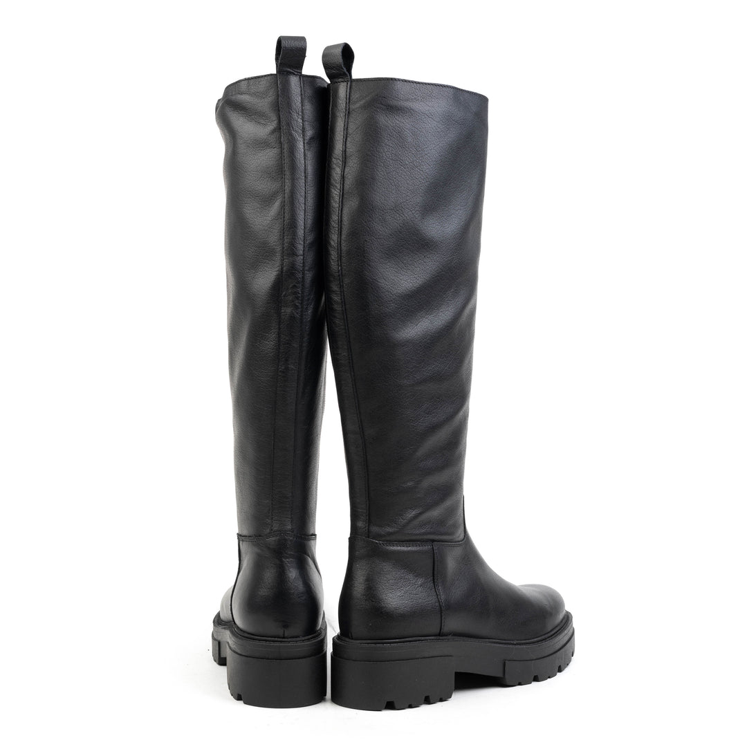 SHARI HIGH BOOT fekete bőr csizma