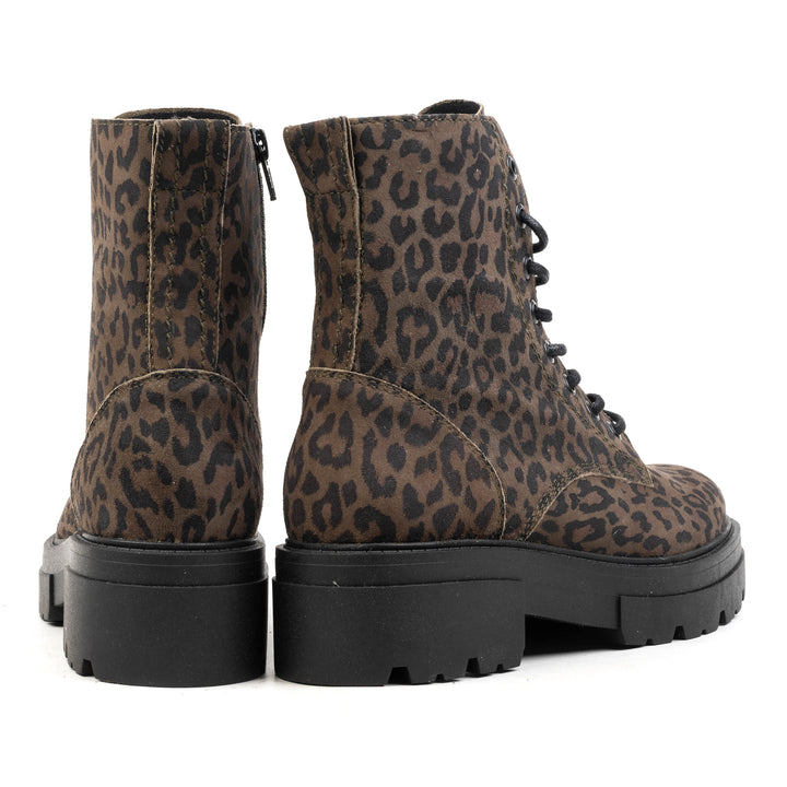 SHARI MID COMBAT olívazöld Leopard Suede sneaker