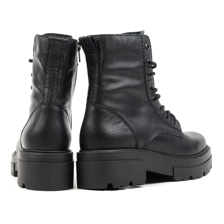 SHARI MID COMBAT fekete bőr sneaker