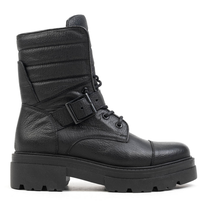 SHARI PADDED COMBAT fekete mart bőr sneaker