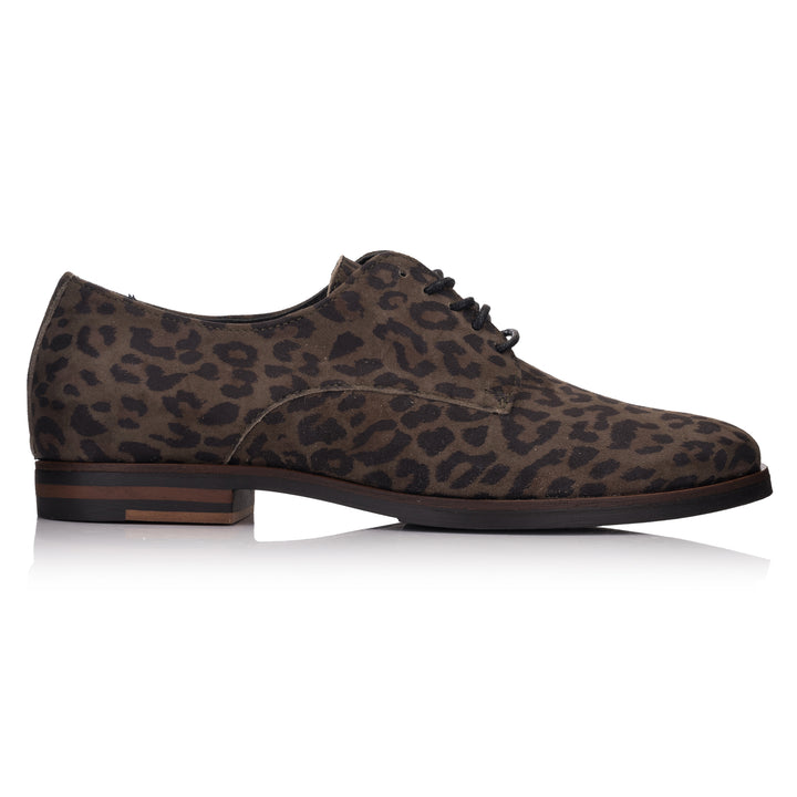 LIDIA GIBSON olívazöld bőr Leopard sneaker