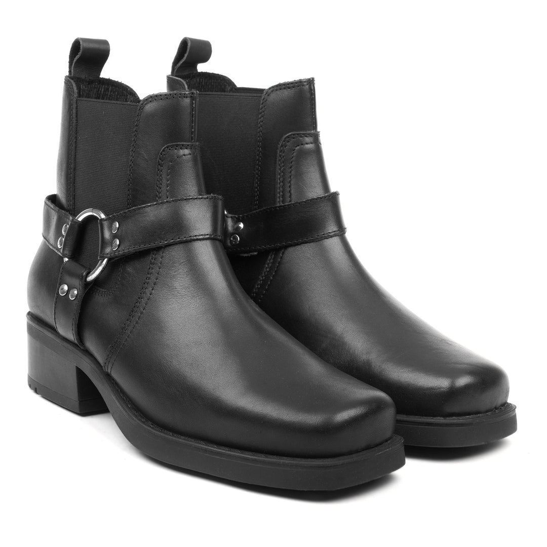 HARLEY BOOTS fekete sima bőr csizma