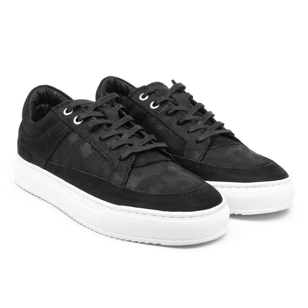 SORREN PADDED LOW fekete bőr nubuk sneaker
