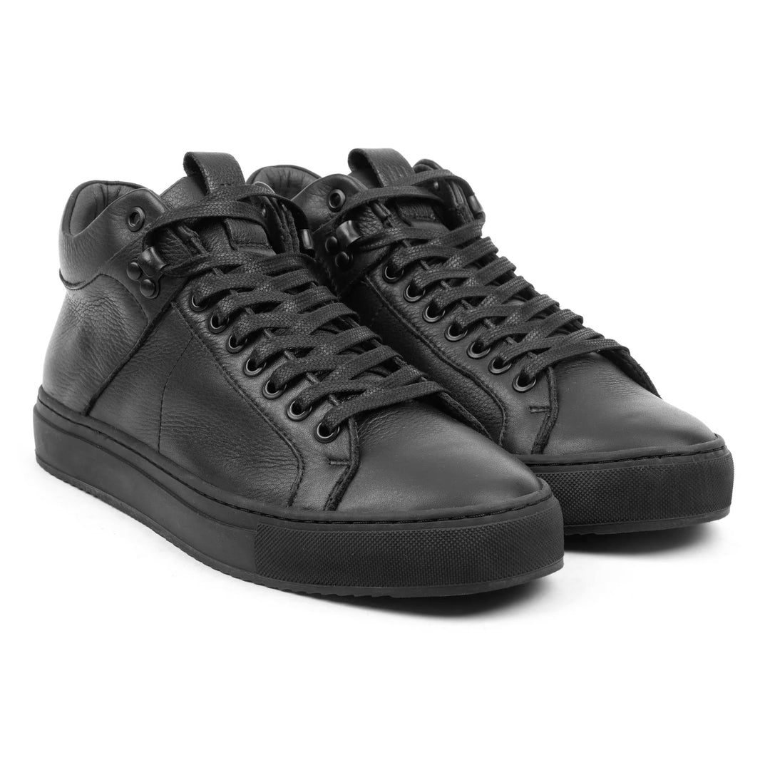 SORREN MID fekete bőr sneaker