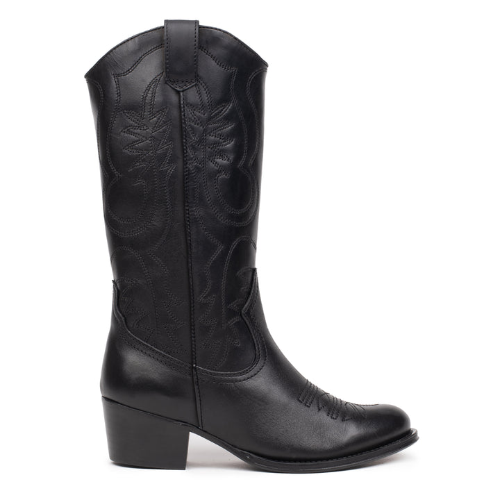 DULCE NO PADDING MID BOOT fekete bőr Pull up csizma
