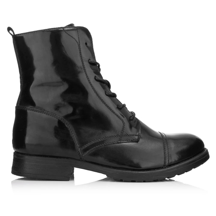 SARAH LACE UP BOOTS fekete College bőr csizma