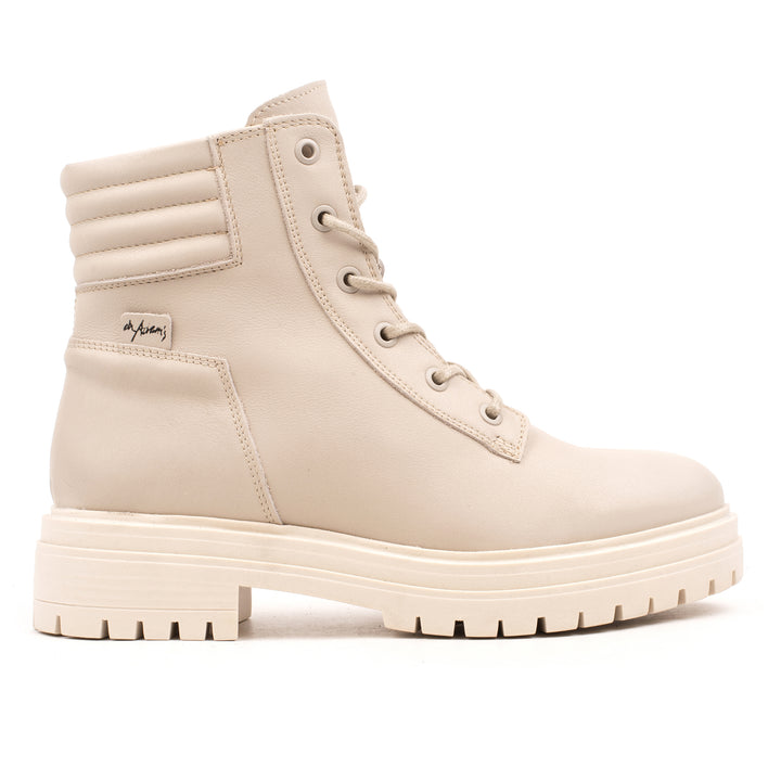 LEYTON LACE UP ANKLE BOOT bézs mart bőr csizma