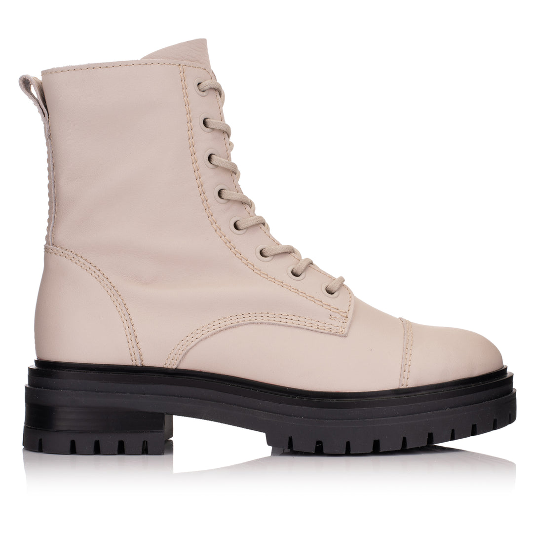 OMNIO Ghete Bej | Leyton Combat Mid Beige Leather Milled - s