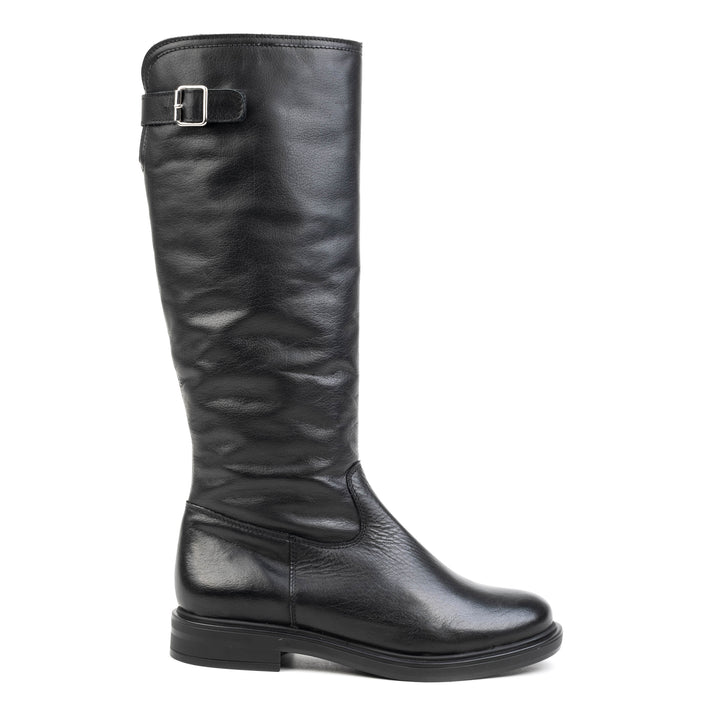 ZINA HIGH BOOT fekete bőr csizma