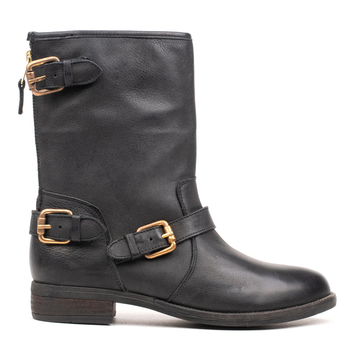 NEW LEVA BOOT STRAP fekete mart bőr csizma