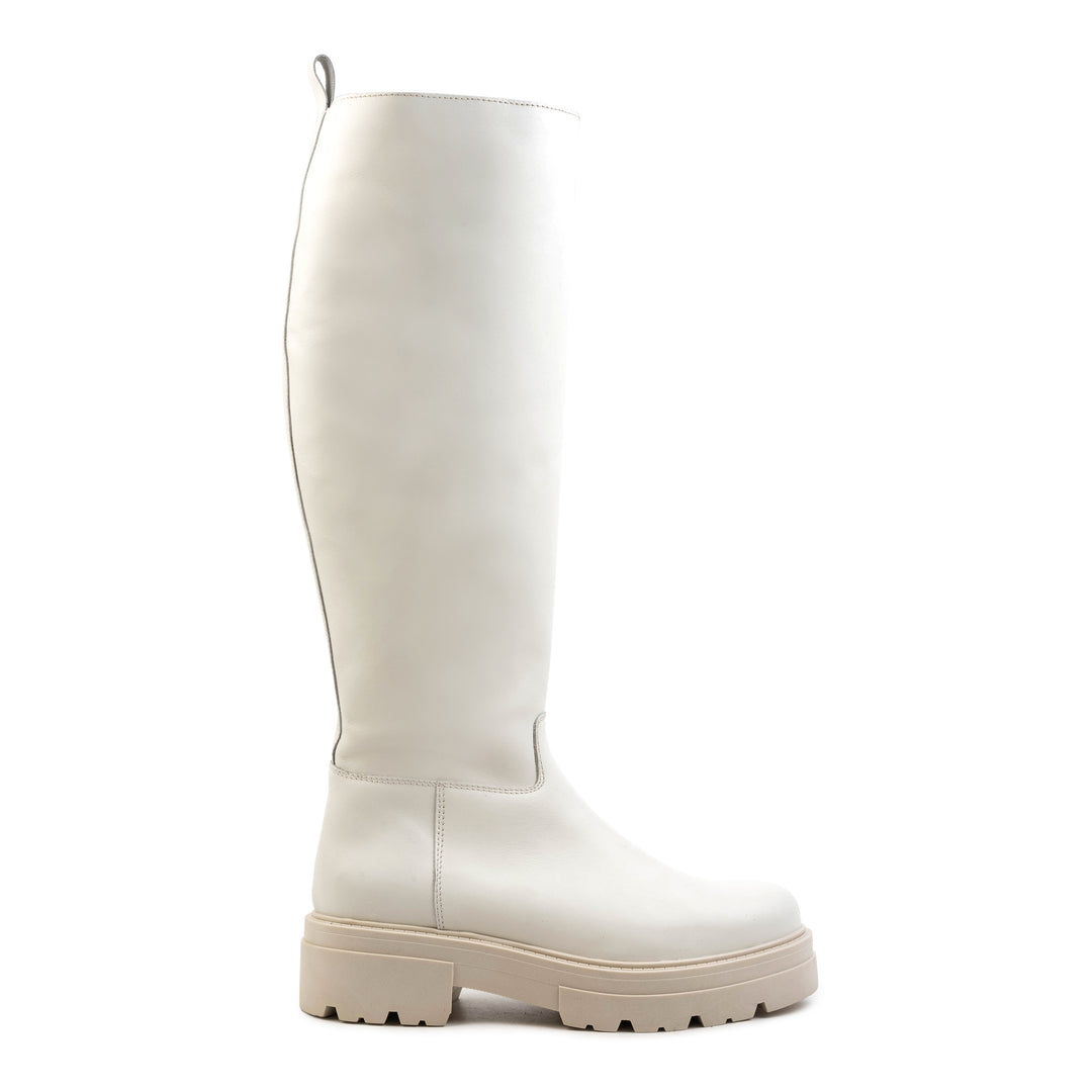 SHARI HIGH BOOT Off fehér bőr csizma