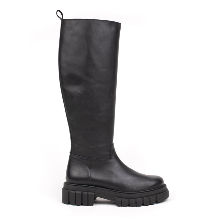 LORETA HIGH LEG fekete bőr sneaker