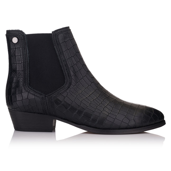 GISELE CHELSEA HIGHT fekete New Croco 2 Embossed